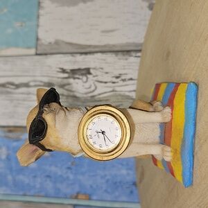VINTAGE Chihuahua dog clock Ceramic Figurine